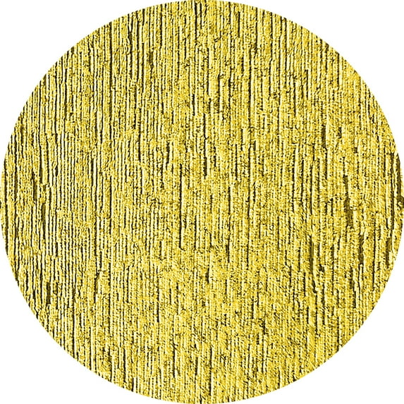 Ahgly Company Machine Washable Indoor Round Solid Yellow Modern Area Rugs, 8' Round
