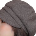 thumbnail image 7 of Women Beret Retro Thick Solid Color Casual Curled Edge Keep Warm Elegant Short Brim Octagonal Cap for Daily Wear, 7 of 7