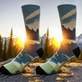 thumbnail image 2 of Krumba Men Breathable Hiking Socks: Light Moisture Wicking Wool Printed Crew Calf - Forest Camping Mountain Trekking Outdoor 1 Pair MT L/XL, 2 of 4