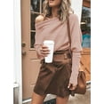 thumbnail image 4 of Women'S Autumn Sweater Casual Long Bat Sleeve Loose Off-the-Shoulder Knit Pullover Sweater Top Pink XXL, 4 of 9