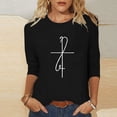 thumbnail image 1 of TaTaai Spring Top for Women Easter Cross Print 3/4 Sleeve Round Neck Casual Loose Fit T Shirt Fashion Blouse Soft Lightweight for Summer Daily Outing Gift, 1 of 6
