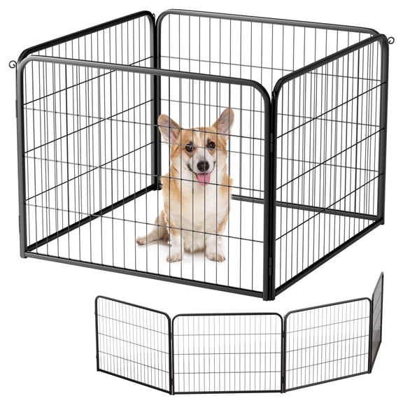 BestPet Dog Playpen Extender 24 Inch, 4 Panels Heavy Duty Metal Pet Exercise Playpen,Indoor Outdoor Fence Panels