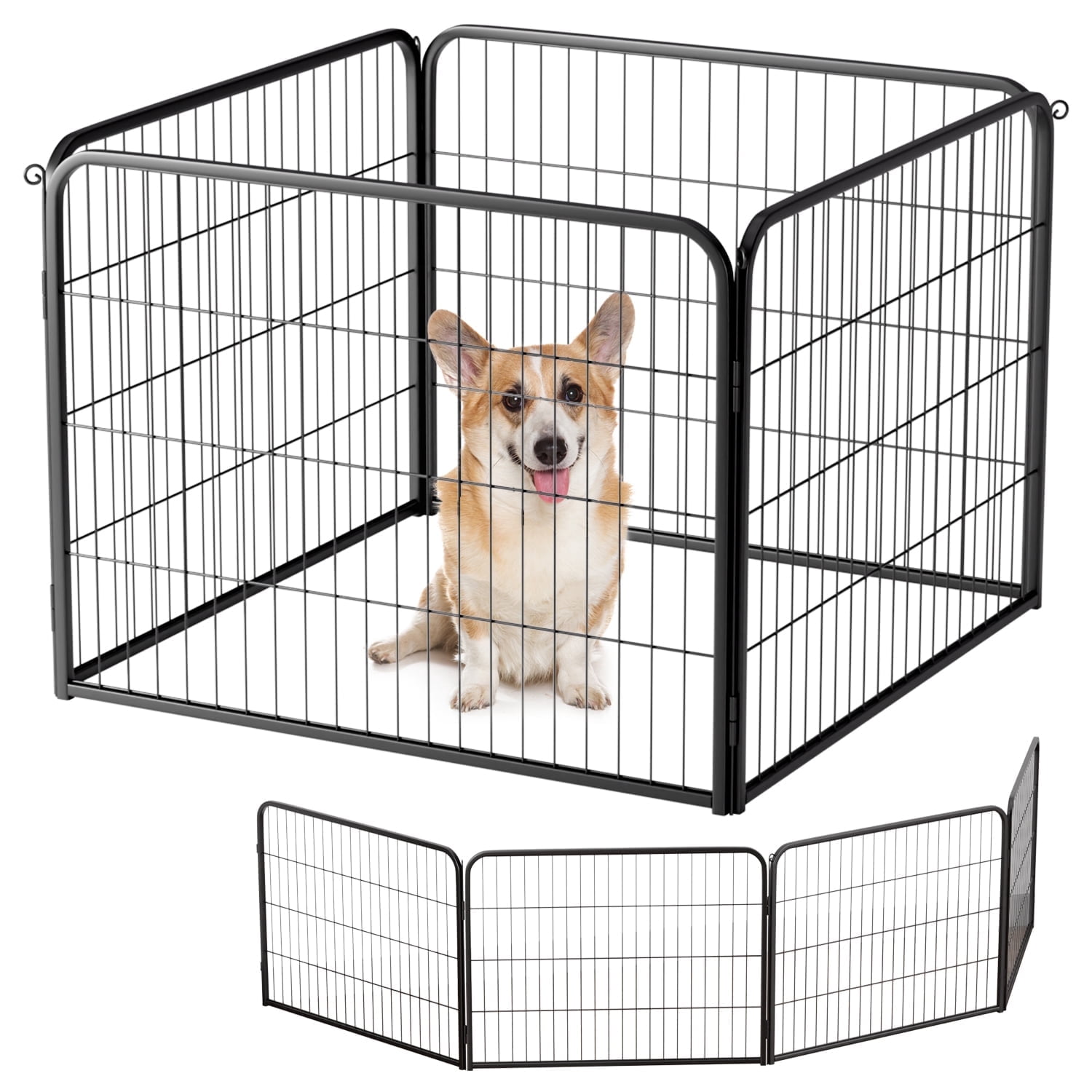 BestPet Dog Playpen Extender 24 Inch, 4 Panels Heavy Duty Metal Pet Exercise Playpen,Indoor Outdoor Fence Panels
