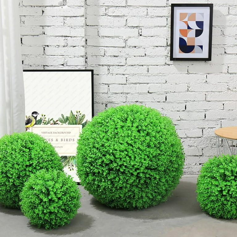 Artificial Green Plant Decorative Balls, Indoor Topiary Bowl Filler Greenery  Balls,Floral Gardens and Crafting Wedding Outdoor Decor,13.8inch 