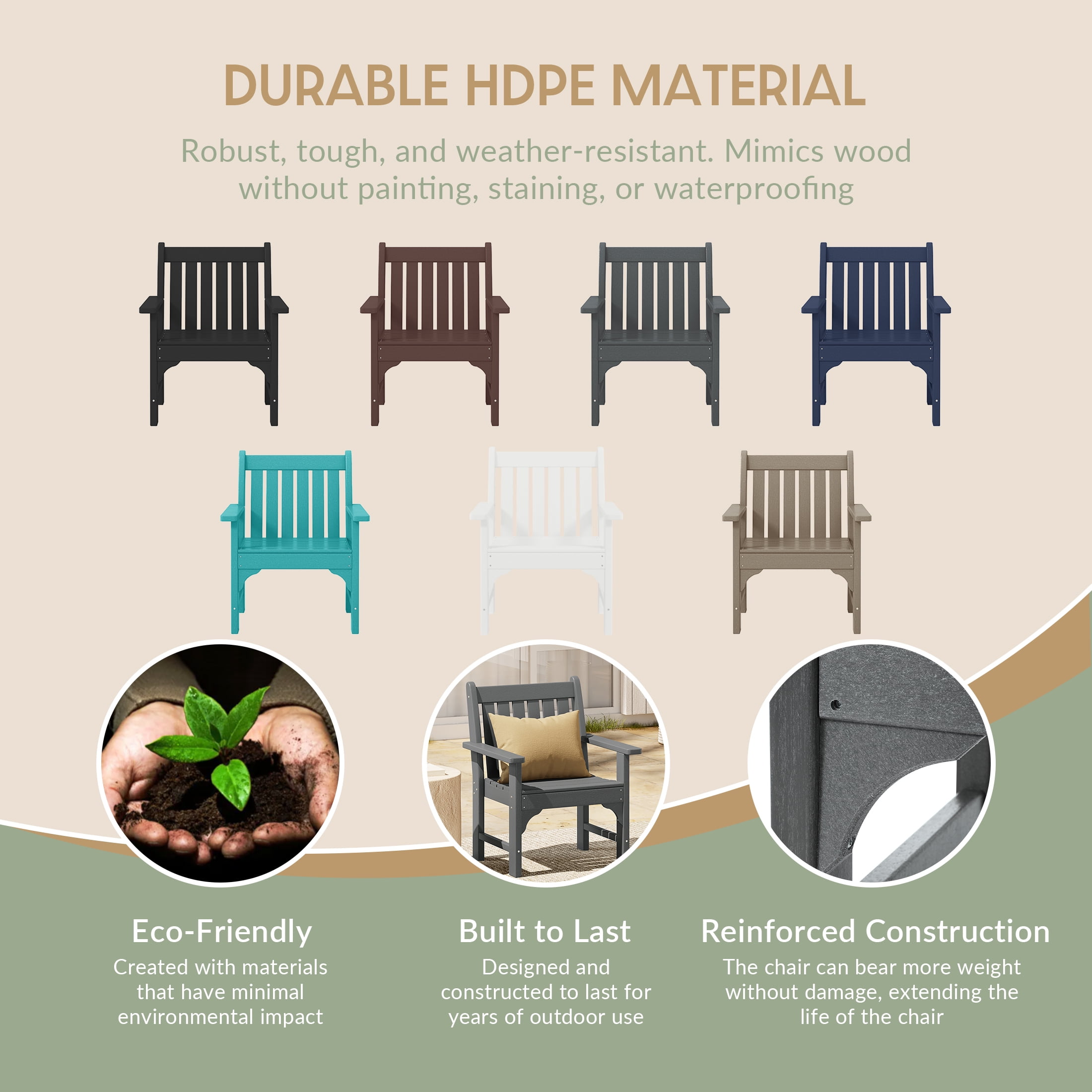 WestinTrends Malibu Outdoor Patio HDPE Adirondack Dining Arm Chair, Gray