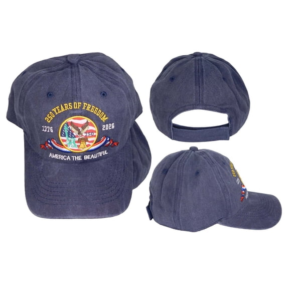 250 Years of Freedom America The Beautiful 1776-2026 Blue Embroidered Cap Hat