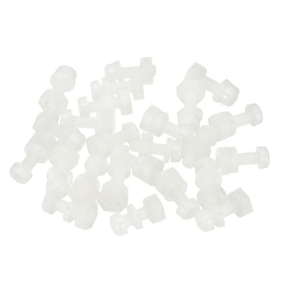 Uxcell M2.5x8mm White Nylon Bolts Plastic Nuts Full Thread Head Screws and Nuts Set for Industrial Home Fastening Projects, 24 Sets