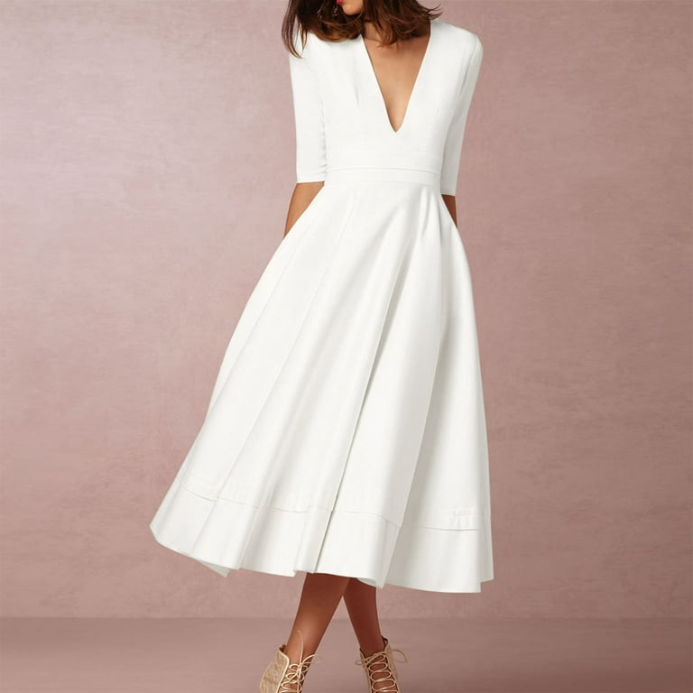 white pleated swing dress Brigitte Brianna Swing Dress