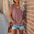 thumbnail image 2 of BiZtdJrK Cap Sleeve Tops for Women V Neck Loose Fit Summer Vacation T Shirts Comfy Casual Street T Shirt with Chest Pocket Pink XL, 2 of 7