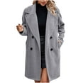 thumbnail image 2 of Usmixi Winter Womens Plush Coat Fuzzy Fleece Jacket for Women Plus Size Casual Solid Lamb Plush Trench Coats Long Sleeve Button Down Lapel Overcoat Outerwear 2023 Plush Coat, 2 of 5