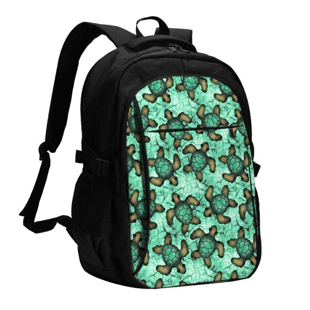 Balery Sea Turtle Mochila con carga USB para hombre y mujer - Mochila impermeable y antirrobo para laptop con puerto USB para viajes, trabajo