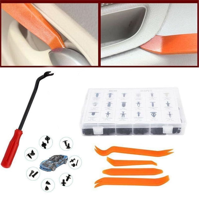 Ensemble de Fixations Universelles pour Voiture, Boîte de Fixations avec Six Types de Retenues en Nylon pour Réparation Automobile - Kit de Remplacement de Clips Essentiels pour Panneaux de Porte et Travaux d'Ameublement