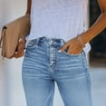thumbnail image 4 of Women's Classic Straight Leg Jeans, Mid-Stretch Denim Pants with Casual Slim Fit & Everyday Versatility,Light Blue M, 4 of 5