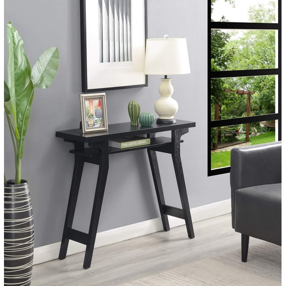 Pemberly Row Modern Console Table in Black Wood Finish