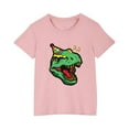 thumbnail image 3 of Odeerbi Kids Boys Girls T-shirt Dinosaur Print Short Sleeve Cotton Tee Tops Kids Fashion Cute Round Neck Cartoon Print Tees Pink, 3 of 5