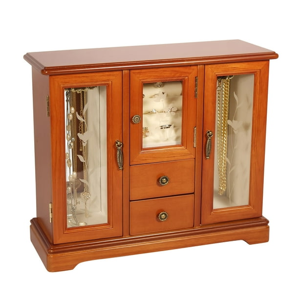 Mele Designs Trina Wooden Jewelry Box In Oak Finish Walmart Com Walmart Com