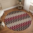 Round Area Rug Carpet,3ft Vintage White Curve Lines Mid Century Soft ...