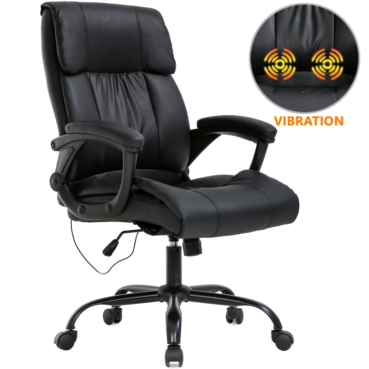 Office Chair PU Leather Task Computer Desk Swivel Executive Adjustable Black 