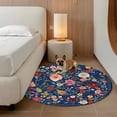 thumbnail image 2 of Navy Blue Flowers Round Area Rug 4Ft Washable Circle Rugs for Bedroom Dining Room, Spring Vintage Floral Leaves Farmhouse Non-Slip Carpet Floor Mats Indoor Outdoor Carpet Runner Aesthetic Home Decor, 2 of 8