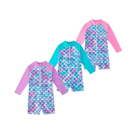 

Uccdo Little Girls Long Sleeve Rashguard One-Piece Swimsuit Kids Zipper Bathing Suit Beach Surfing Swimwear Size 4-9 Years