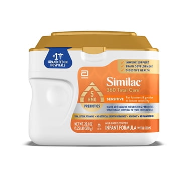Similac 360 Total Care Sensitive Baby Formula Powder, Has 5 HMO Prebiotics, 20.1-oz Tub