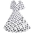 thumbnail image 4 of 2025 Clearance! asdoklhq Woman Plus Size Clearance Dresses,Polka Dot Puffy Short-Sleeved V-neck High-Waisted Party Dress, 4 of 8