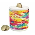 thumbnail image 1 of Pastel Piggy Bank, Oil Painting Style Abstract Watercolors Brushstrokes Mottled Messy Vibrant Print, Ceramic Coin Bank Money Box for Cash Saving, 3.6" X 3.2", Multicolor, by Ambesonne, 1 of 4