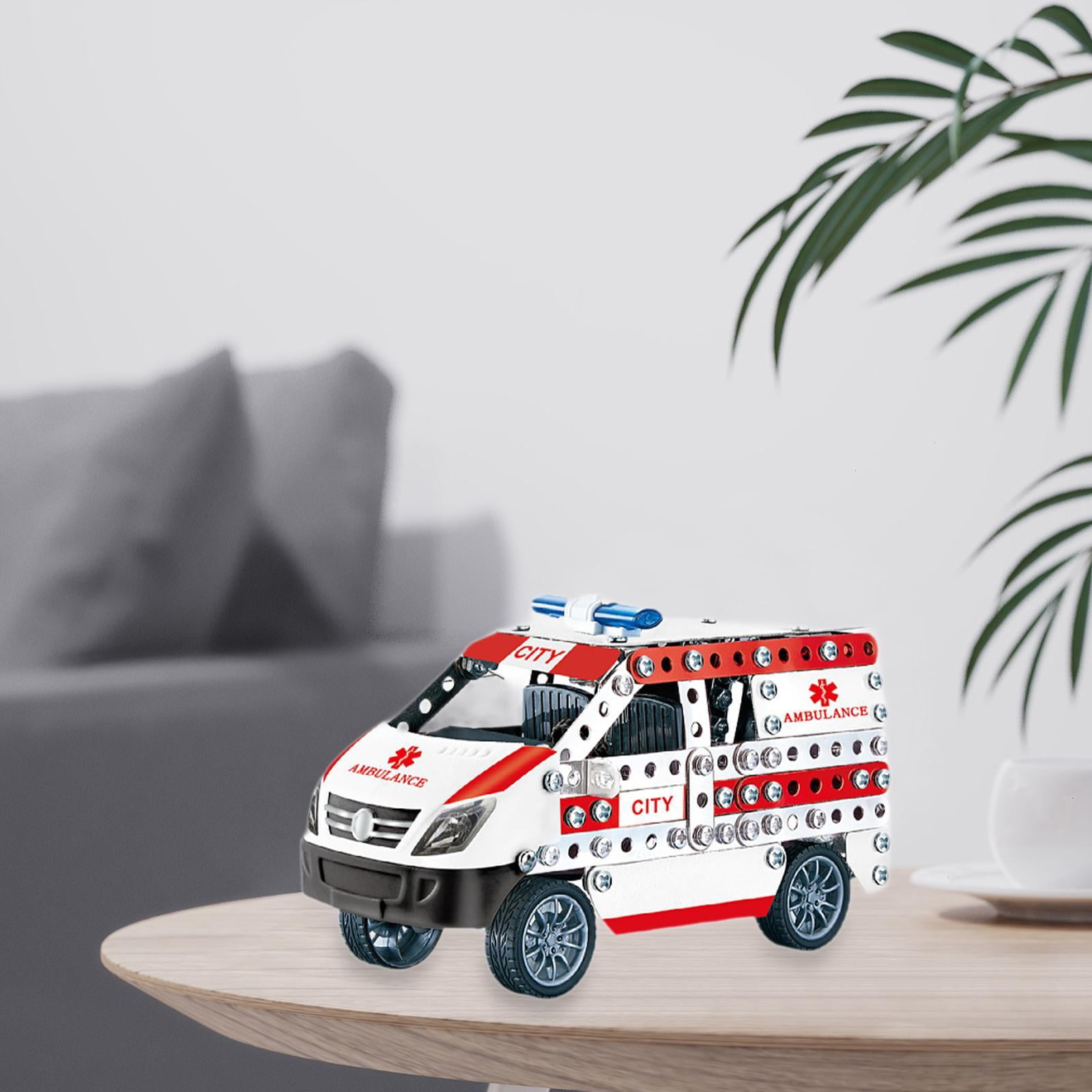 LeeQinersw Model Car Kits Set Car Building Kits Assembly Metal Educational Toy Vehicles Toy ambulance