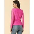 thumbnail image 4 of Top de Encaje Con Bordado de Flores y Mangas Largas Transparentes Allegra K Rosa Caliente XL, 4 of 6