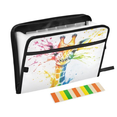 Organ Folder 14.2 x 0.8 x 10.6 Inches 13 Separate Pockets A4 Size Documents Folder A Sort Storage File Manager For The Home Office Rainbow Cute Giraffe