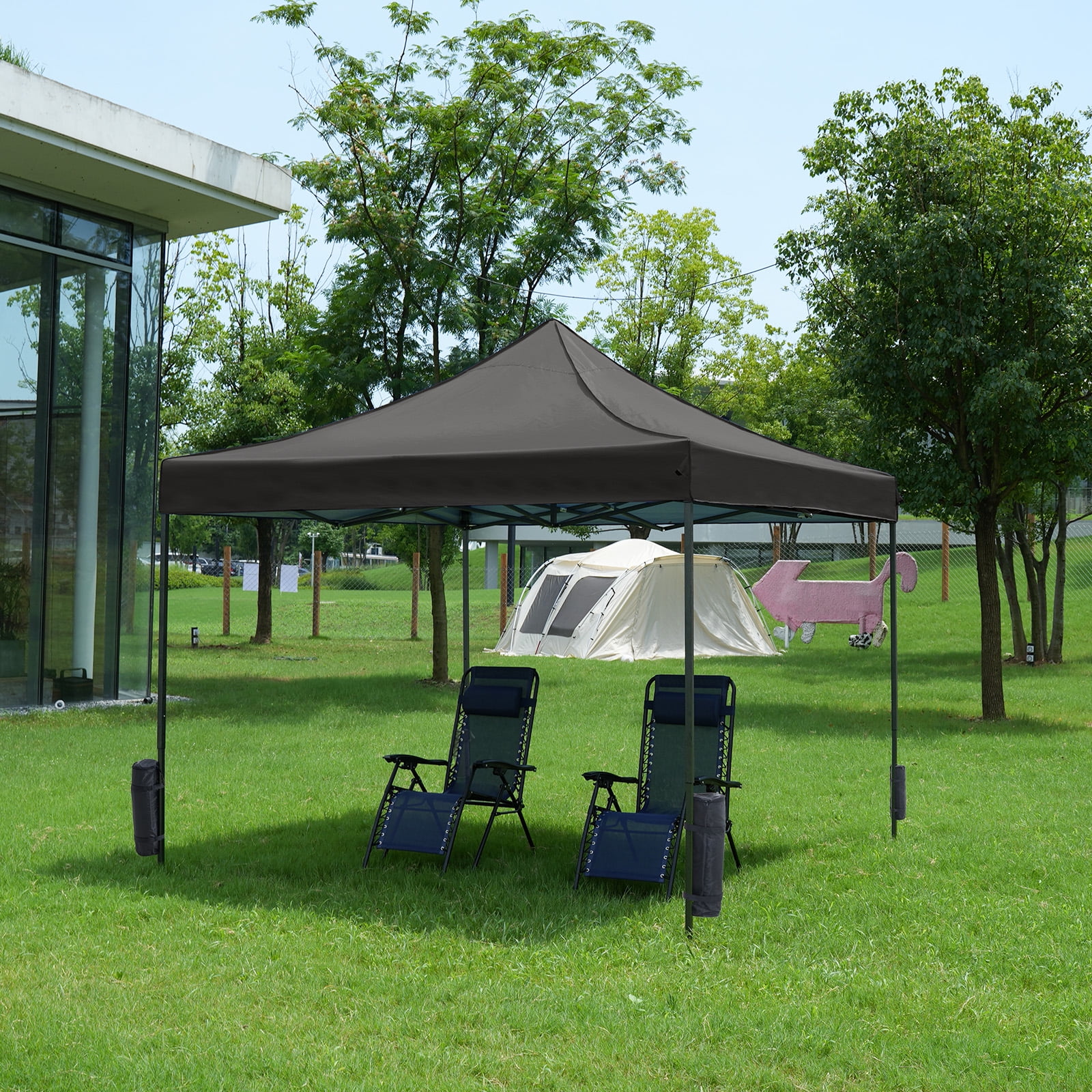 GIANNA 10x10 Pop Up Canopy, Easy Outdoor Sun Shade for Events, Parties, Camping, Portable Tent Pop Up Shade Canopy with Sand Bags,Grey