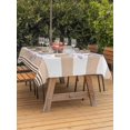 thumbnail image 3 of Outdoor Tablecloth with Umbrella Hole for Patio/Picnic/Party/Camping, Brown Flowers Waterproof Table Cloth Rectangle Table Cover Washable, Spring Summer Botanical Floral Leaf Stripe (52"x 70"), 3 of 9