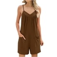 thumbnail image 1 of AherBiu Boho Short Jumpsuits for Women Sleeveless V Neck Wide Leg Comfy Summer Rompers with Pockets, 1 of 5