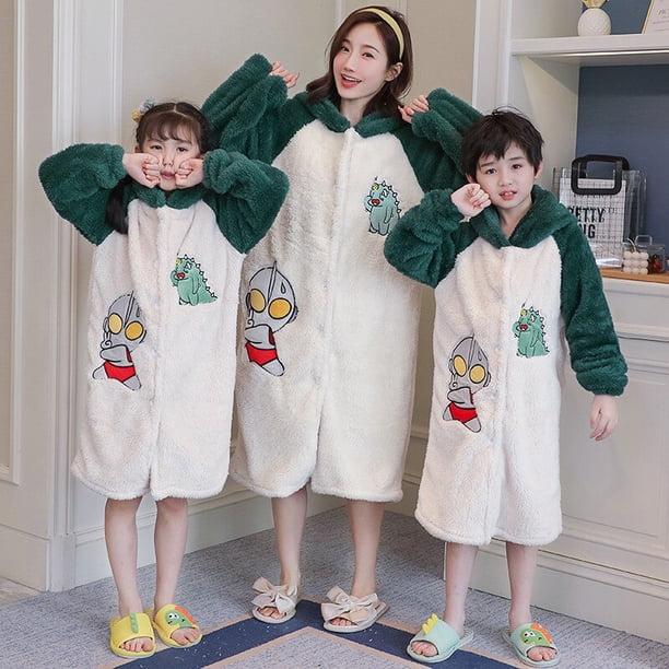 Disney Strawberry Bear Lena Bell Niños Pijamas Camisón Invierno Coral Franela Engrosada Chica Albornoces Padre-hijo HomewearL altura 160-165cm zhangmengya CONDUJO