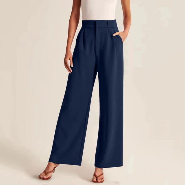 WILLBEST Pantalones Casuales para Mujer: Pantalones Anchos para el Trabajo, Negocios, Informales, de Cintura Alta, Sueltos. La Comodidad Se Une al Estilo. Mediana