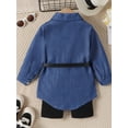thumbnail image 3 of Bagilaanoe 2Pcs Little Girl Outfits Sleeveless Rib Playsuits with Belt and + Denim Shirts Jacket 4T 5T 6T 7T Kids Casual Clothes Set, 3 of 9