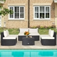 thumbnail image 1 of Gymax 5PCS Patio Outdoor Rattan Sofa Conversation Set w/ Seat & Back Cushions Off White, 1 of 10