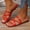 Red, variant on Fasiaou Women's Fashionable Faux Leather Wrap Sandals Summer Flat Thong Slippers Casual Beach Comfortable Versatile Walking Shoes