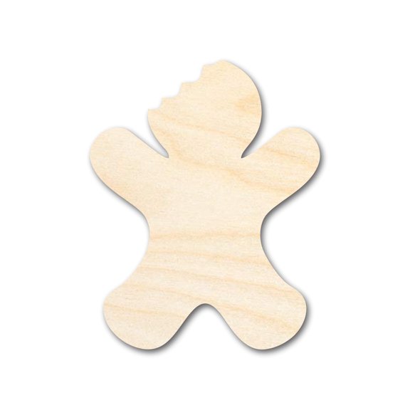 Unfinished Wood Gingerbread Bite Shape - Craft - up to 46" 4" / 1/2"