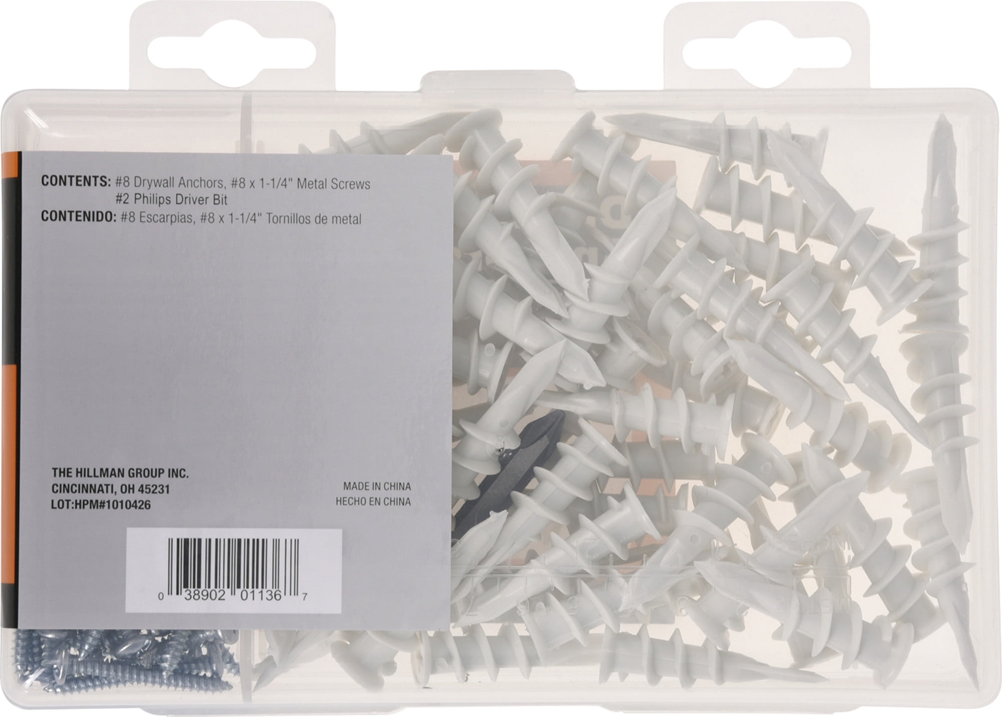 Hillman 591792 Medium Nylon Drywall Wallboard Anchor Kit, Shark Tooth (1/2"), New, 101 Pieces