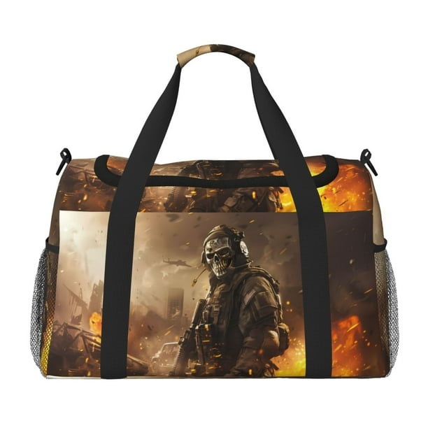 Disketp Apocalyptic Skull Soldier Bolsa de Viaje Tipo Duffle, Bolso de Mano para Fin de Semana para Mujer, Bolsa de Gimnasio Ligera para Hombre, Esencial para Viajes
