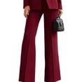 thumbnail image 3 of Women Blazer Pants Suit 2 Piece Outfits Casual Long Sleeve Blazer Set for Work Business Red XXL, 3 of 9