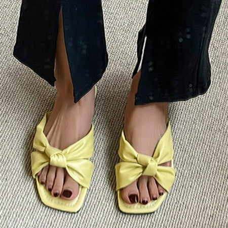 

Aayomet Women S Slippers Womenâs Open Toe Ankle Strap Sparkly Strappy Heel Pump Sandals Yellow 8.5