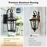 OPAXIS Motion Sensor Outdoor Wall Lights, Black Dusk to Dawn Porch Light Wall Mount, Exterior Lighting Fixtures, Outdoor Wall Sconce Lantern with Adjustable Sensor Range for Garage Patio