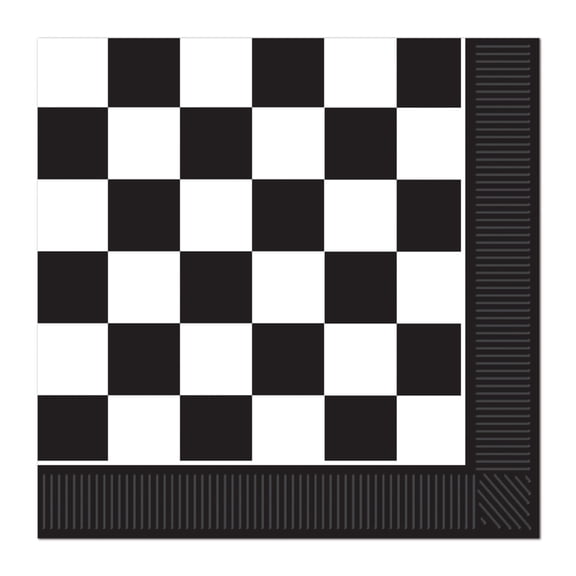 Beistle 6 1/2" x 6 1/2" Checkered Luncheon Napkins; Black/White 48/Pack 58133