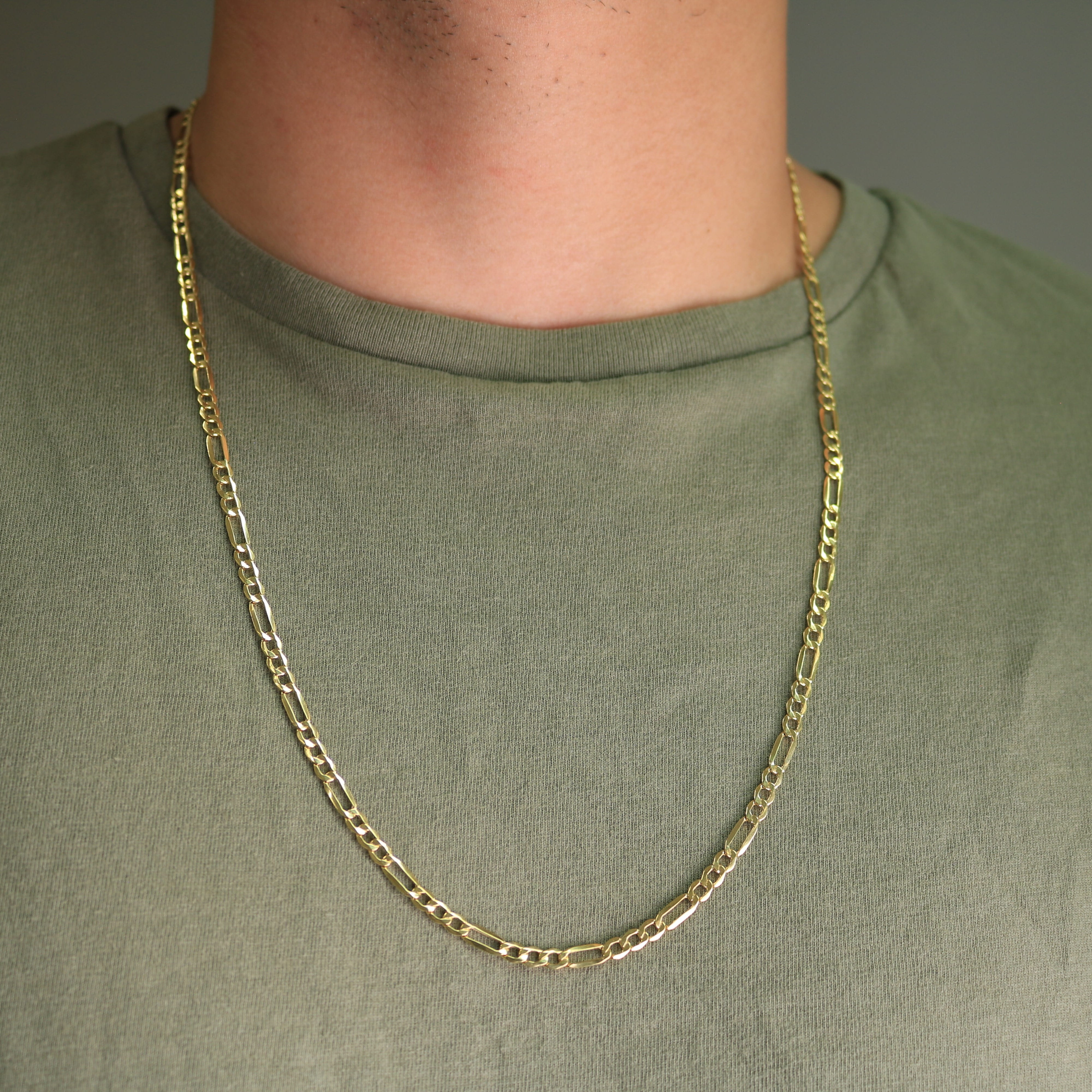 Nuragold 14k Real Yellow Gold Figaro Link 4.5mm Chain Necklace (16"-30") Italian Jewelry for Men & Women