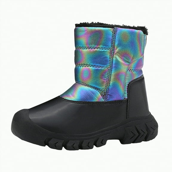 UngA Boy Girl Snow Boots Cold Weather Waterproof Non Slip Ankle Boots Warm Mid Calf Shoes Winter Boots for Boys Girls (Toddler/Little Kid/Big Kid),Size 13