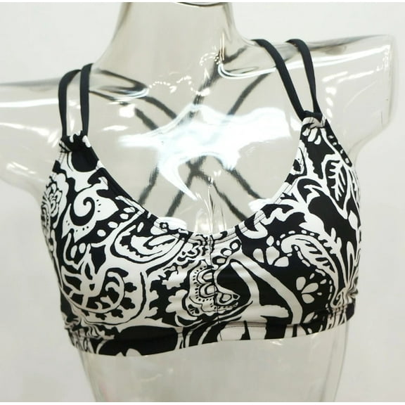 Chaps Black Paisley Floral Multi-Spaghetti Strap Bikini Top Swimwear Women's 8