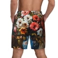 thumbnail image 2 of Lsque Mens Swim Trunks Elegant Floral Vase Painting Pattern - Bathing Suit Compression Liner - Beach Swim Shorts Swimwear - (S-3XL) - Stretch Quick Dry -XX-Large, 2 of 9