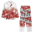 thumbnail image 3 of Renewold Snowflake Piano Long Sleeve Pajamas for Women Casual Christmas Lounge Wear Loose Christmas Button Down Pj Sets os 2 Softness Athletic Clothing Nightwear Size M, 3 of 6